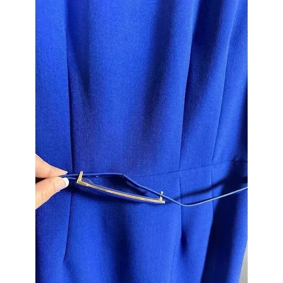 Tahari Arthur S. Levine Royal Blue Sleeveless Lined Polyester Dress Size 12 Belt - Picture 5 of 12
